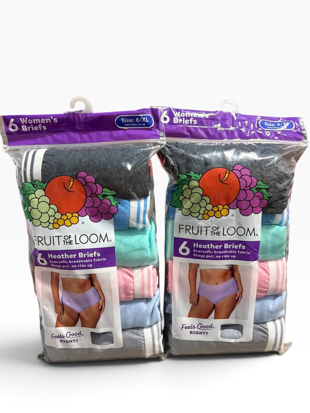 New 2 Packages Of Fruit of the Loom Cotton Briefs Underwear Panties Size 8 XL